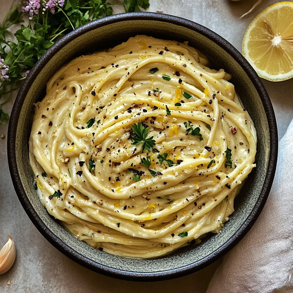 Easy Creamy Lemon Garlic Pasta