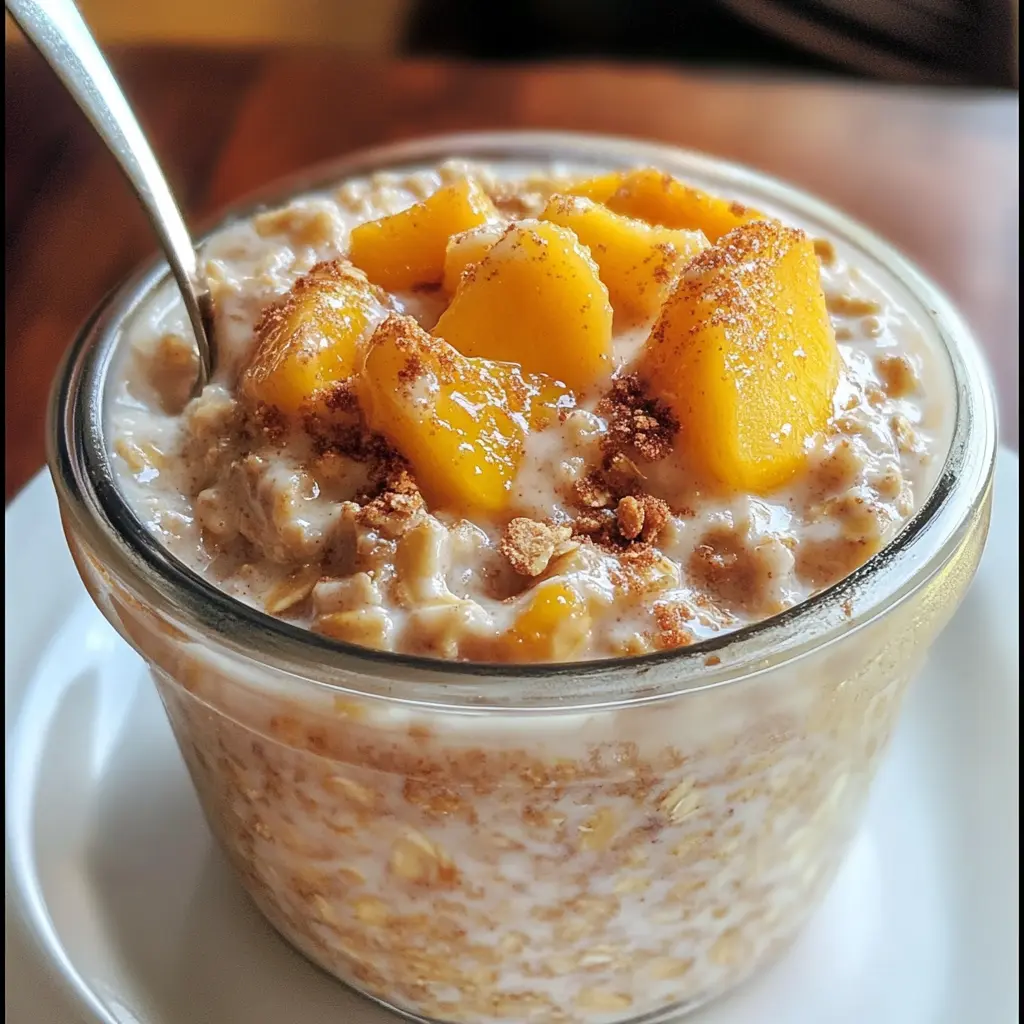 Overnight Peach Cobbler Oatmeal