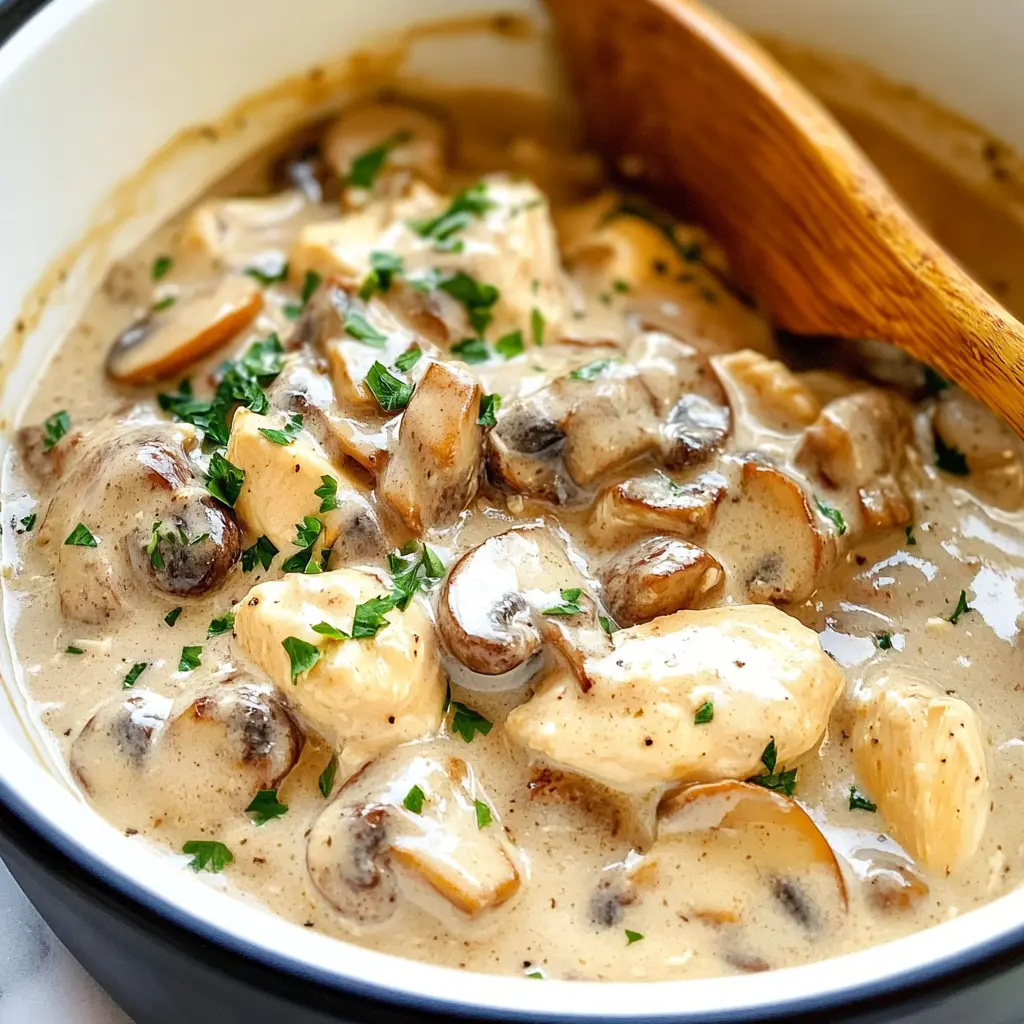 Slow Cooker Chicken and Mushroom Stroganoff