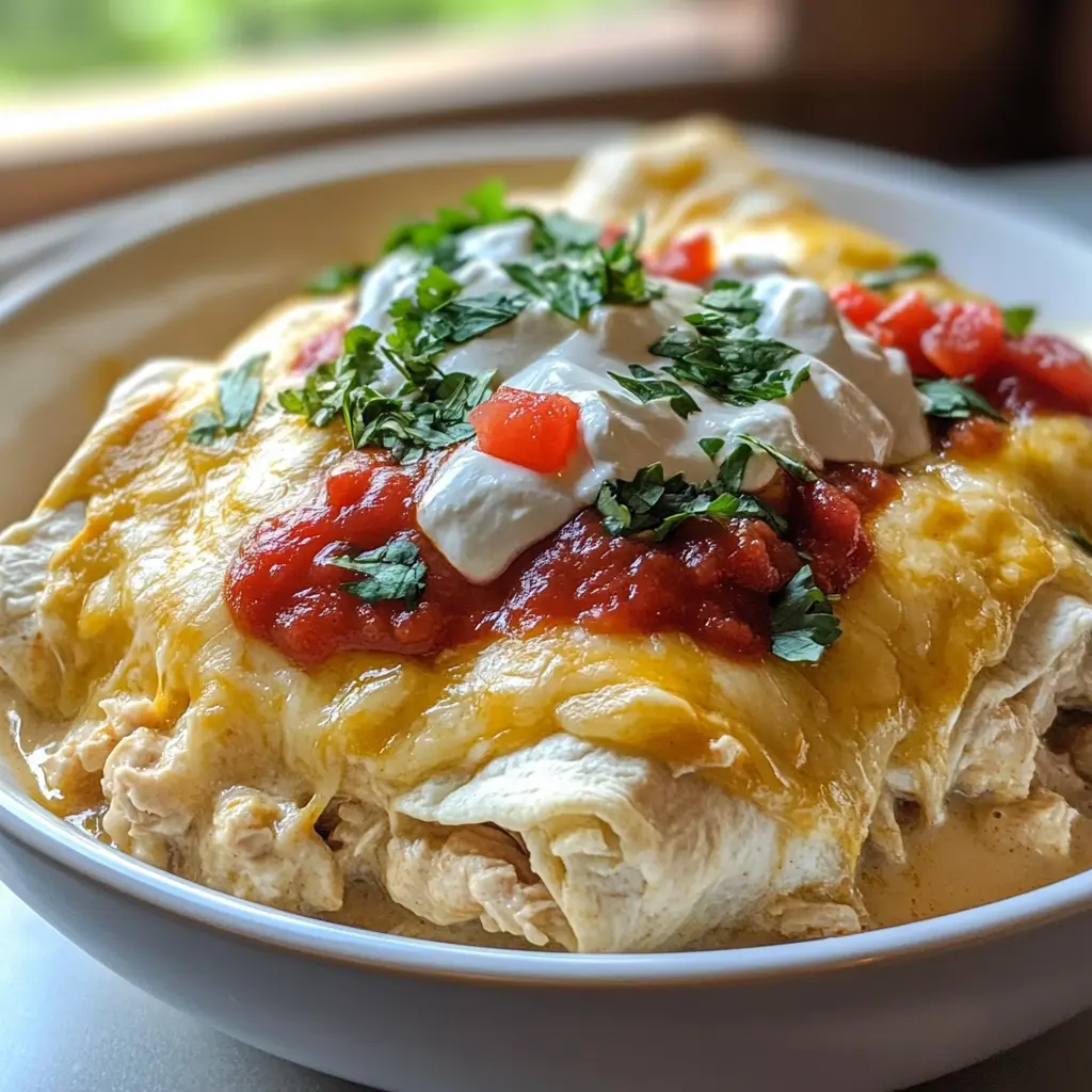 Slow Cooker Creamy Chicken Enchiladas