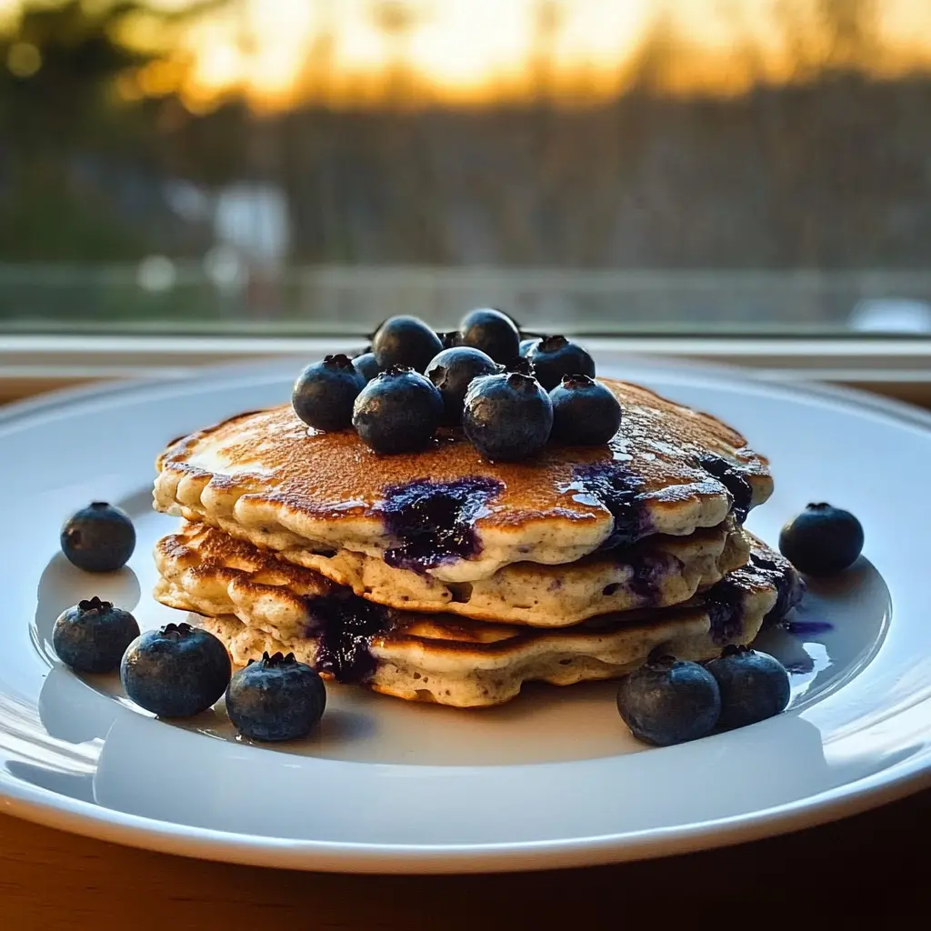 Blueberry Cottage Cheese Pancakes