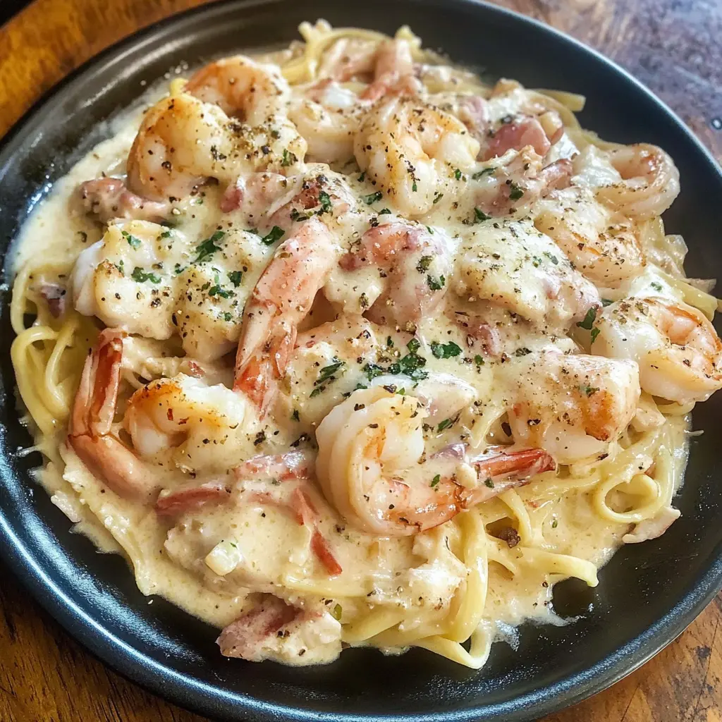 Chicken and Shrimp Carbonara