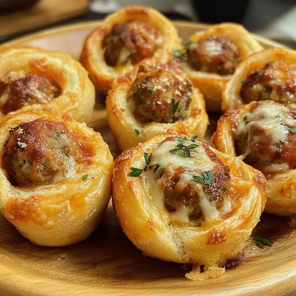 Crescent Roll Meatball Bites Stuffed with Cheese