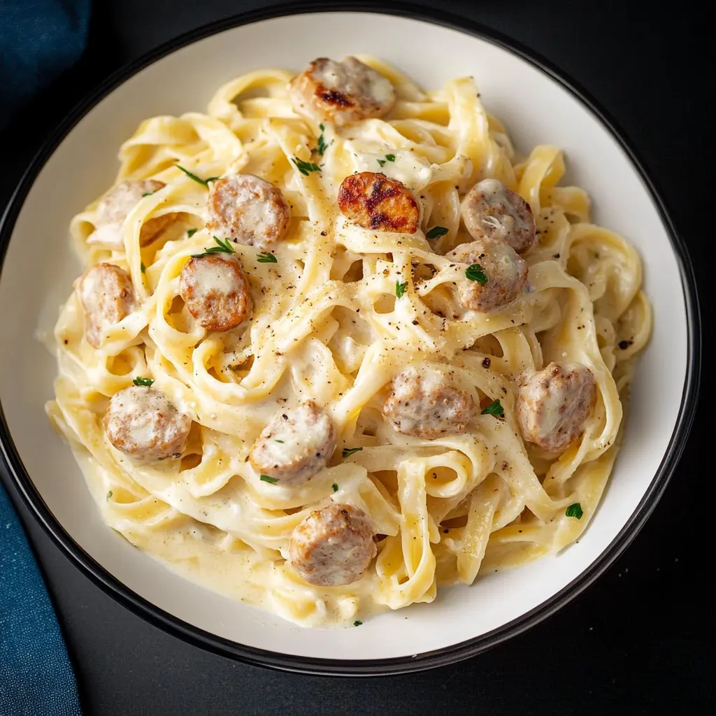 Fettuccine Alfredo with Chicken Sausage