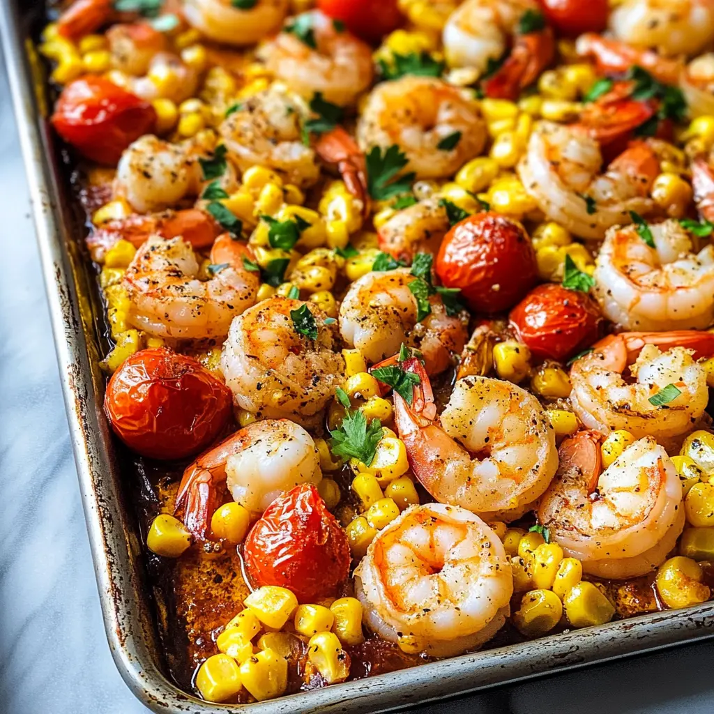 Old Bay Sheet Pan Shrimp with Corn and Tomatoes