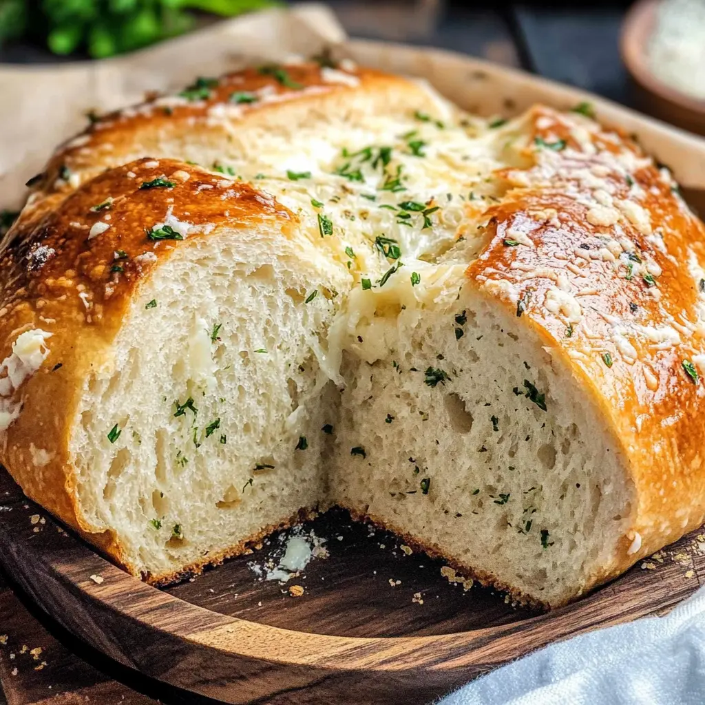 Rustic Garlic Parmesan Herb Bread