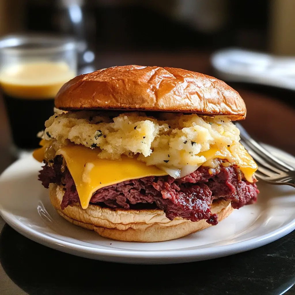 corned beef burgers with irish cheddar cheese