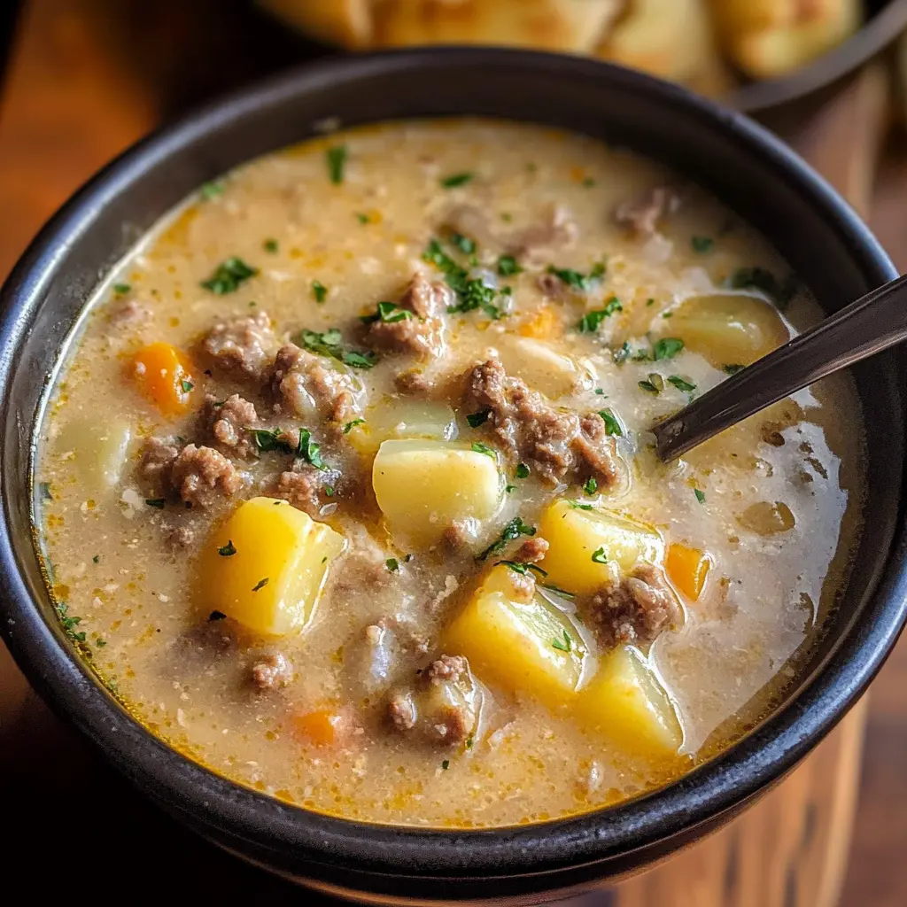 Cheesy Beef & Potato Soup