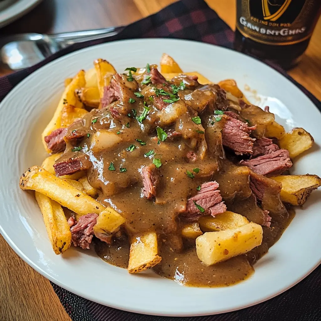 Corned Beef Poutine with Guinness Gravy