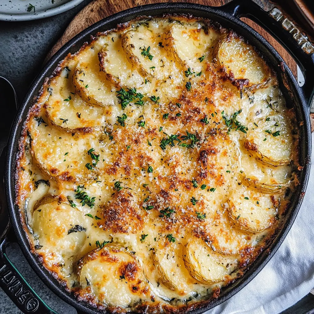 Crispy Parmesan and Gruyere Potato Gratin