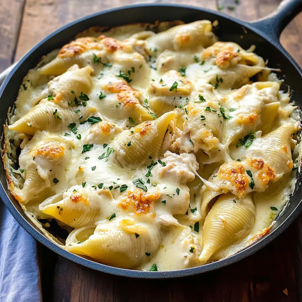 Garlic Butter Chicken Alfredo Stuffed Shells