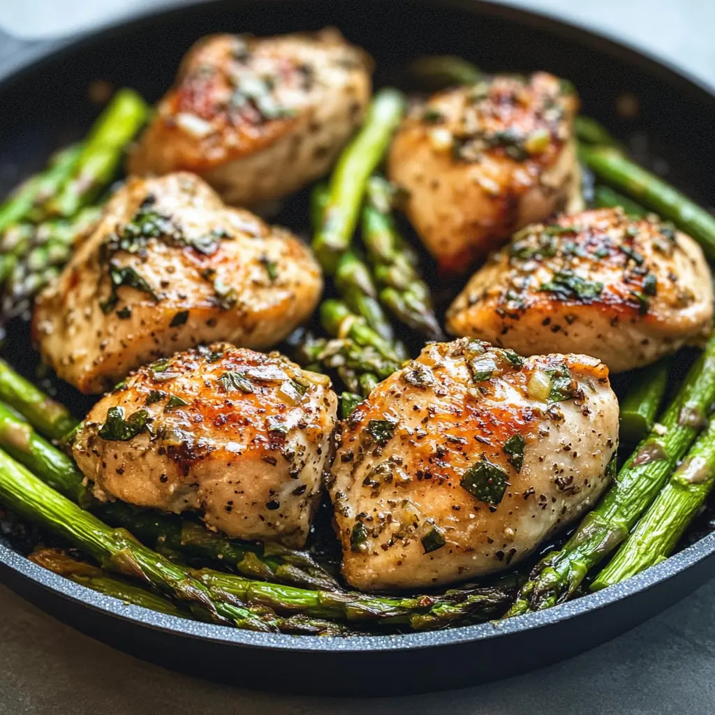 One Pan Garlic Herb Chicken and Asparagus