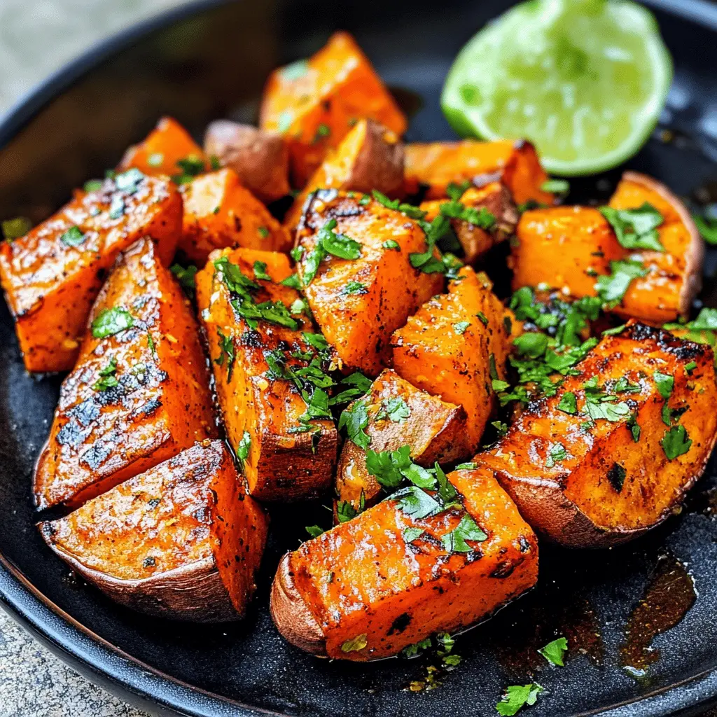 Get ready to spice up your mealtime with these Chili Honey Roasted Sweet Potatoes! The perfect balance of sweetness and heat, this dish features tender sweet potatoes coated in a flavorful chili-honey glaze and a zesty kick from lime juice. Ideal as a side for any occasion or a tasty snack. Save this recipe to enjoy delicious roasted goodness anytime!