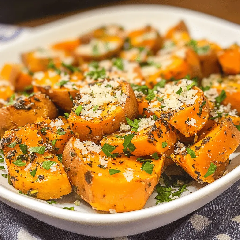 Looking for a delicious side dish that steals the show? These Savory Sweet Potatoes with Parmesan and herbs are bursting with flavor! The creamy texture combined with the crispy topping makes them perfect for family dinners or holiday gatherings. Don’t forget to save this simple recipe for your next meal!