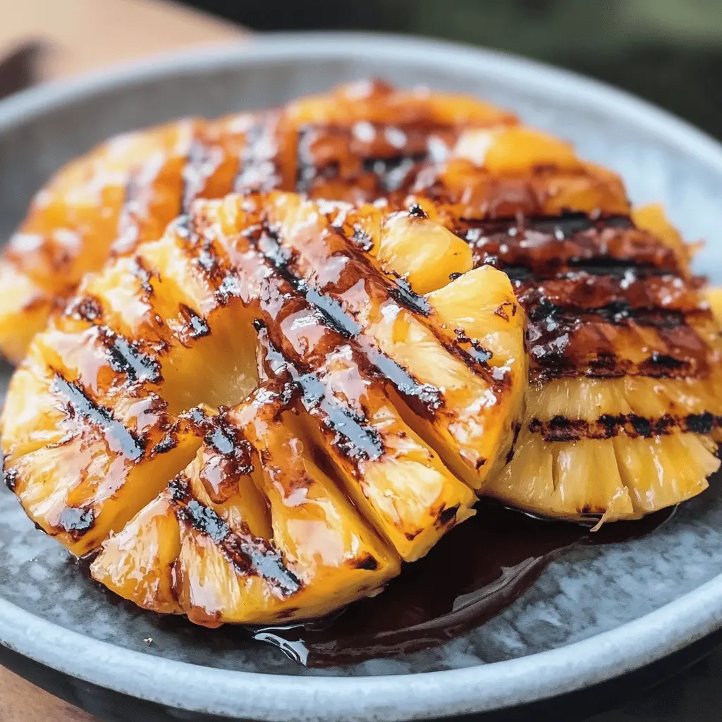 Add a tropical twist to your summer gatherings with this delicious grilled pineapple featuring a brown sugar rum glaze! The perfect balance of sweet and tangy flavors will have everyone wanting more. Great as a side dish or dessert, it's a simple way to impress your guests. Save this recipe for your next cookout and bring a taste of the islands to your plate!